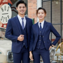 fashion stripes good fabric  upgrade business office lady men suit  sales representative male pant suit as uniform