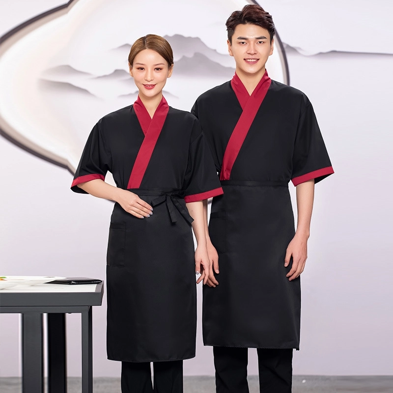 2025 Japanese style short sleeve tea house/ hot pot sushi kimono waitress waiter jacket wait staf uniform