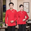 2025 Chinese design long sleeve  tea house/ hot pot  embroidery  waitress waiter jacket  wait staff blouse