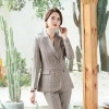 2025 one buttons business office lady grid printing women work suit female  pant suit  work wear Color color 1