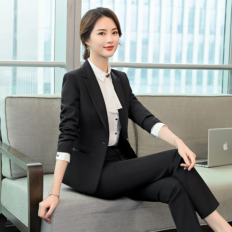 Asian nice business office lady women suit female pant suit uniform