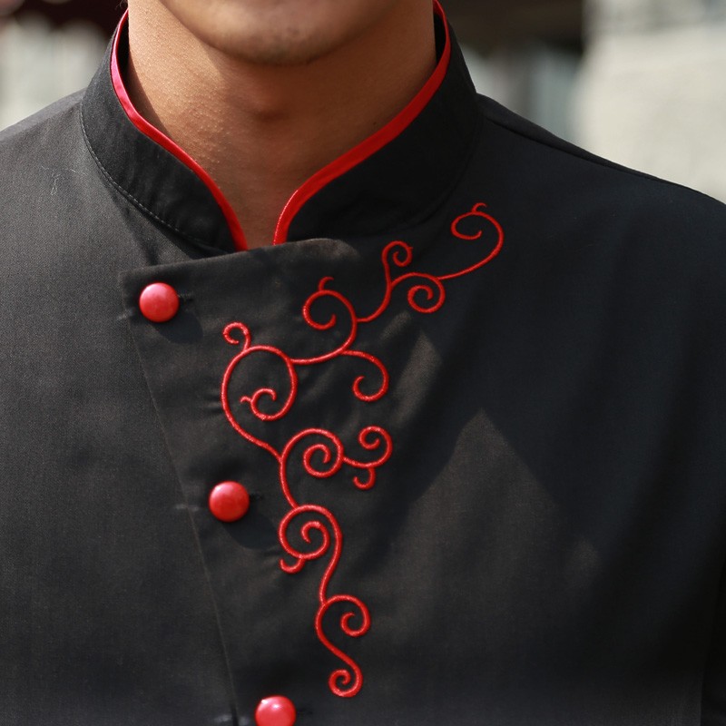 Chinese elements Clouds Embroidery waiter shirt uniforms