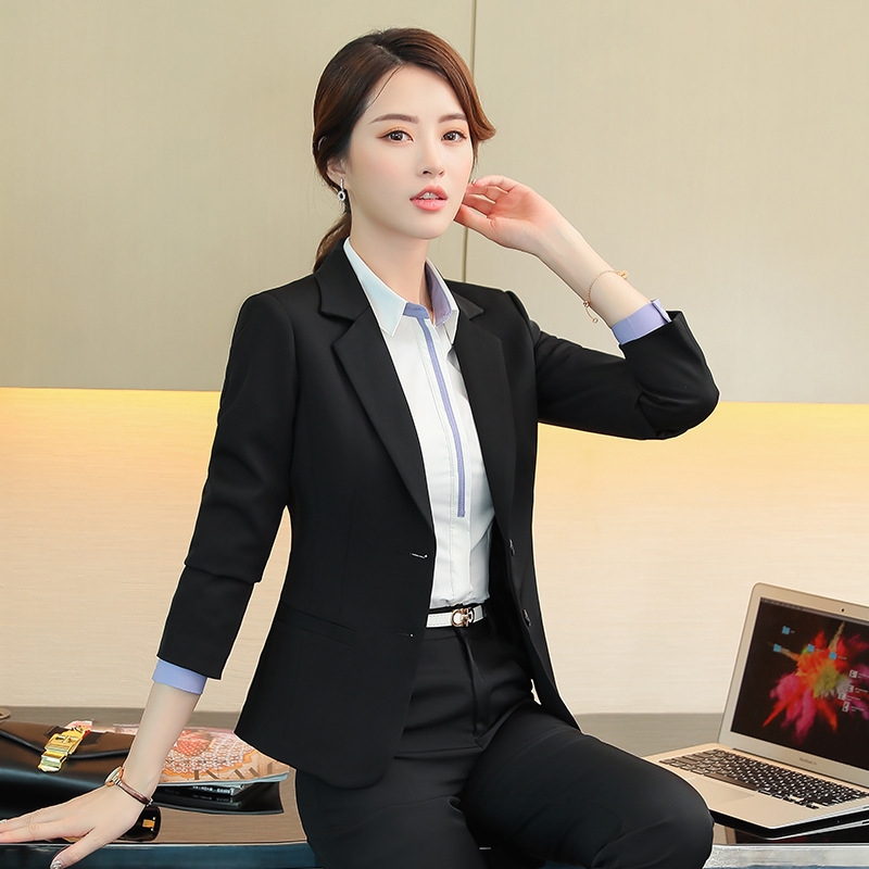 2022 two buttons business office lady women work suit female  pant suit  work wear
