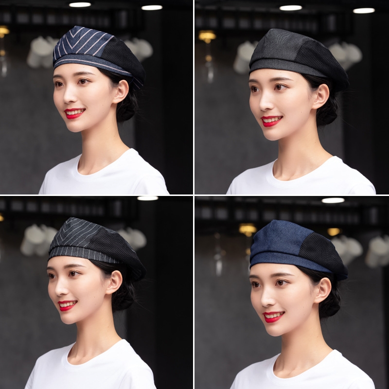 cheap denim breathable mesh waiter beret hat  chef  hat