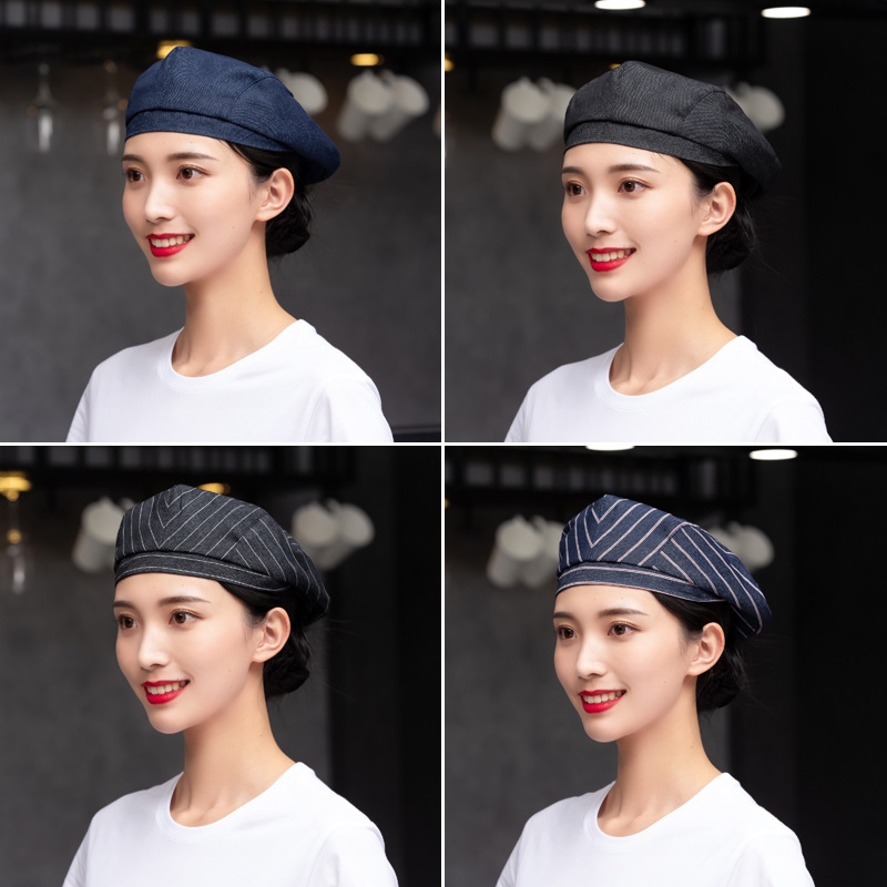 cheap denim breathable mesh waiter beret hat  chef  hat
