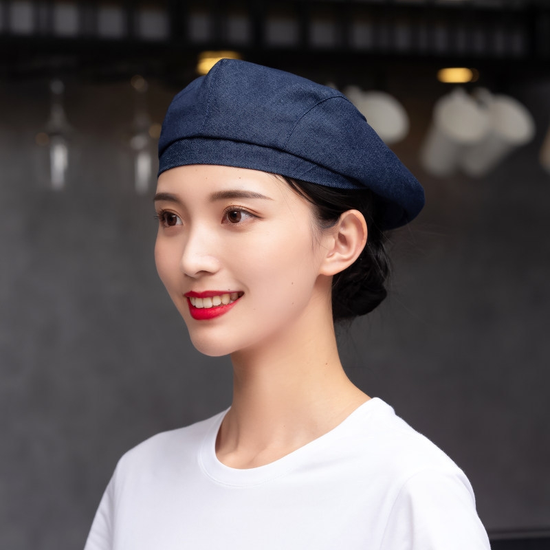 cheap denim breathable mesh waiter beret hat  chef  hat