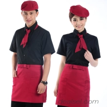 summer high quality fabric coffee bar waiter waitress uniform shirt