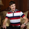 short sleeve t-shirt men casual wide stripes design