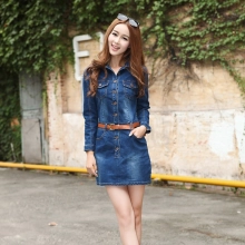 long sleeve single breasted young woman jumpsuits casual dress