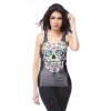 personality colorful skull printing women singlets camis