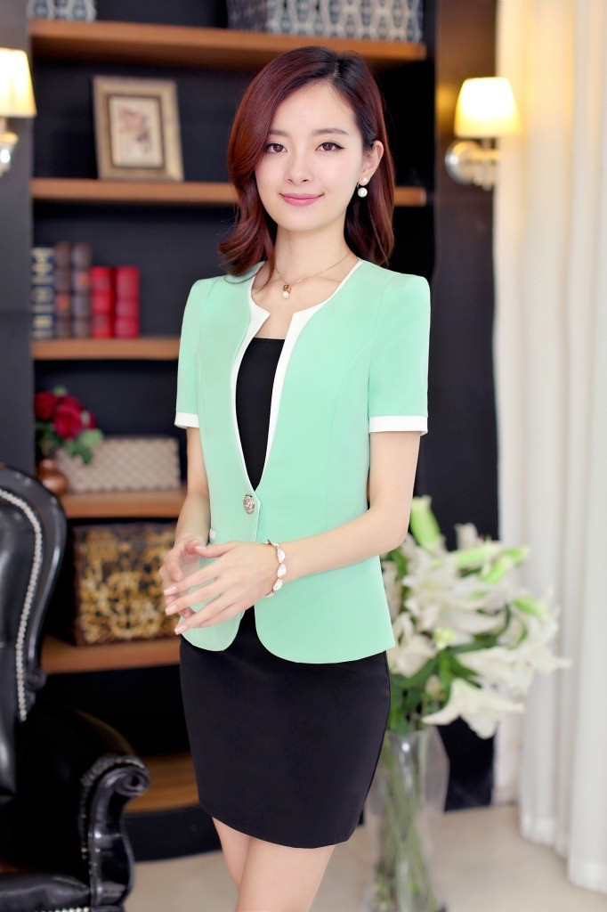 Korea summer short sleeve office work skirt suits