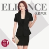 peak collar short sleeve slim fit office women suits blouse and skirt