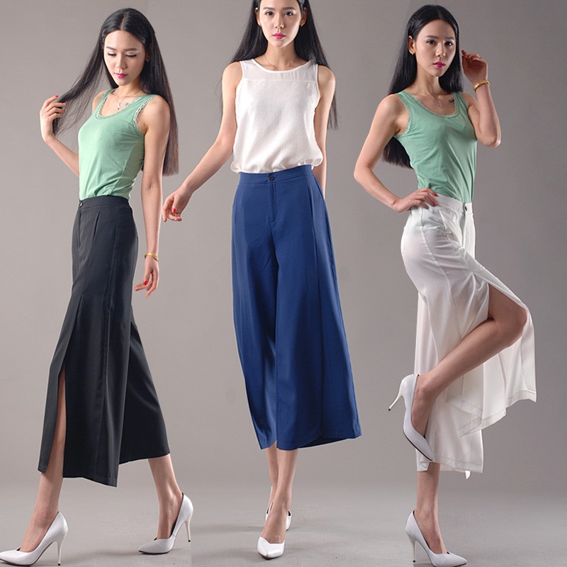 casual special leg opening wide leg pants
