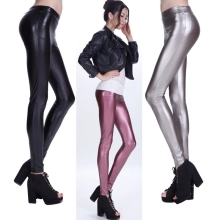 fashion high waisted improve quality PU leather skinny  women's leggings pants