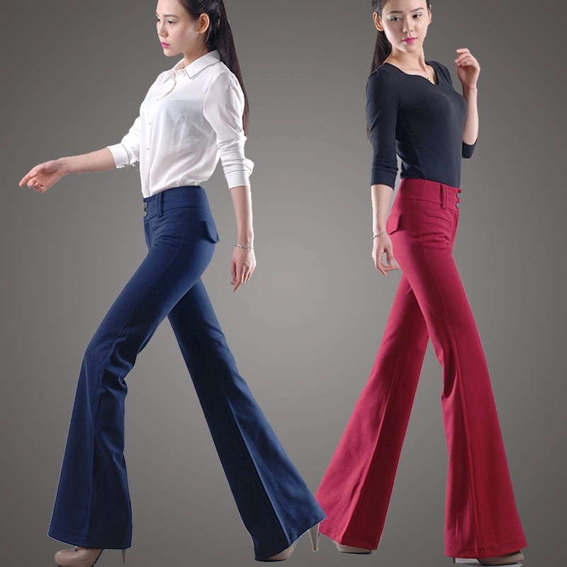 autumn women fashion sanding fabric flare bell bottom pant,women trousers