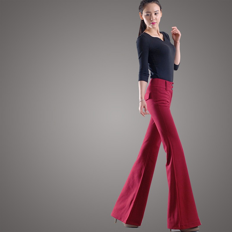 autumn women fashion sanding fabric flare bell bottom pant,women trousers