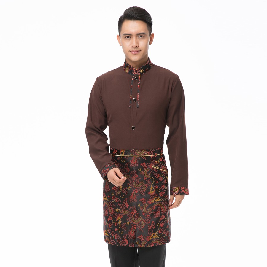 waiter uniform shirts dragon print apron