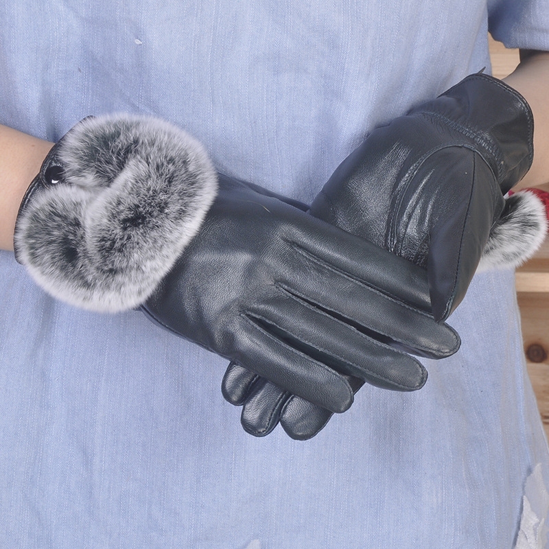 France design sheepskin rabbit hair gloves for women Factory Wholesale