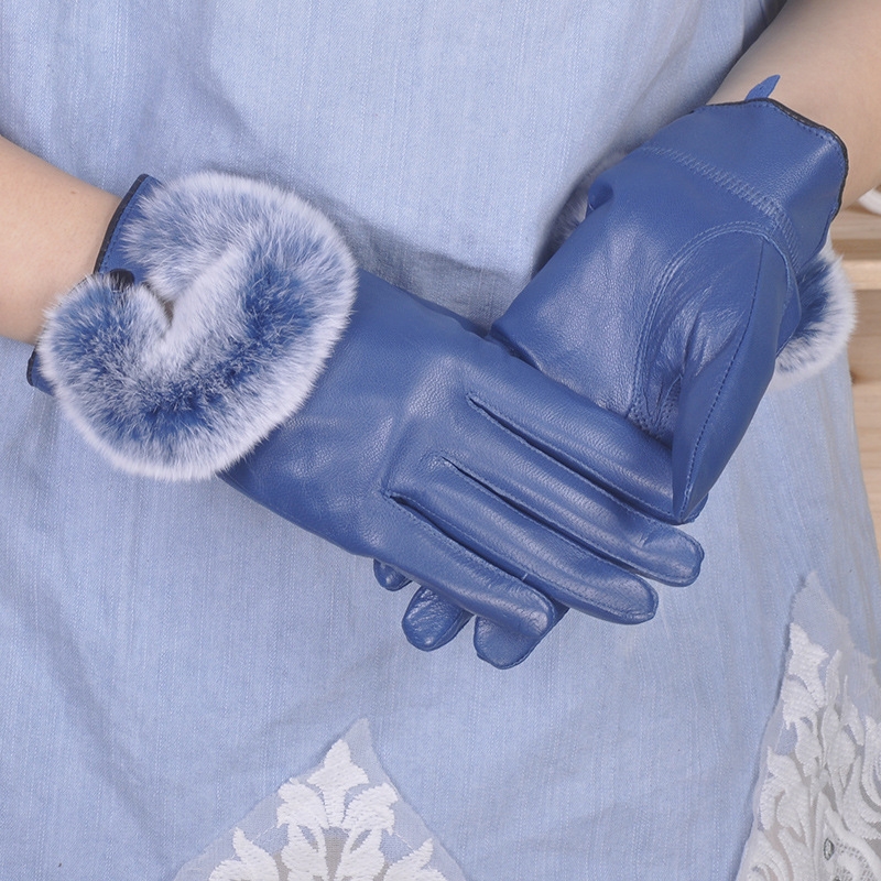 France design sheepskin rabbit hair gloves for women Factory Wholesale