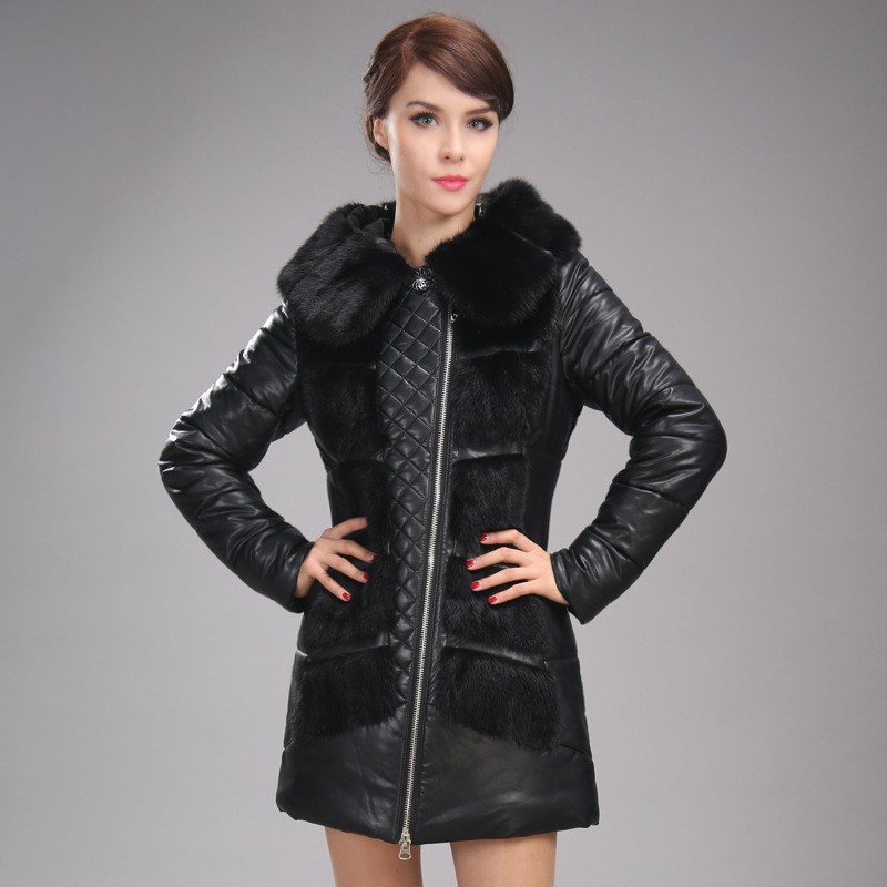 fashion Russian duck down Mink collar zipper hooded winter women's coat Official Authentic High Cost-Performance