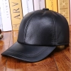 fashion sheepskin leather young men baseball hat cap