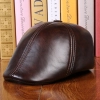 winter thermal leather men hat cap