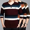 button collar long sleeve stripes man T-shirts