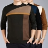 fashion patchwork knitted round collar high quality men's T-shirt