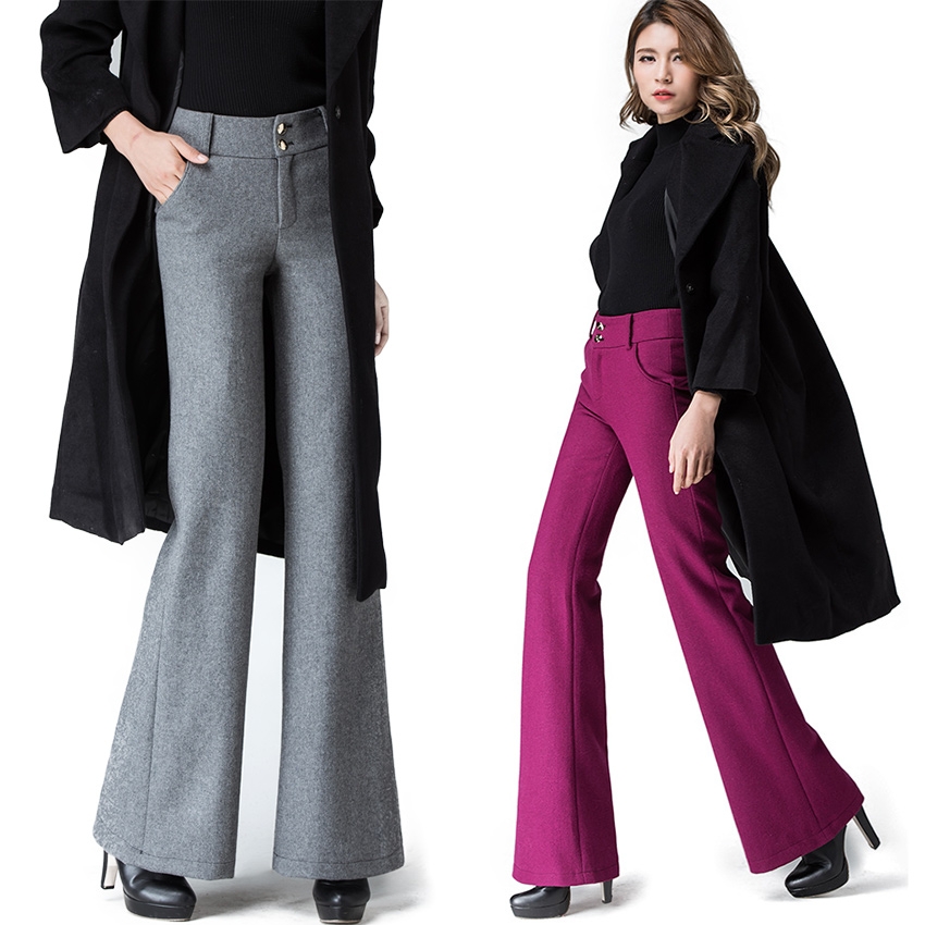 Europe office business women flare pant wool fabric toursers