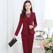 two buttons long sleeve lady pant suits for work