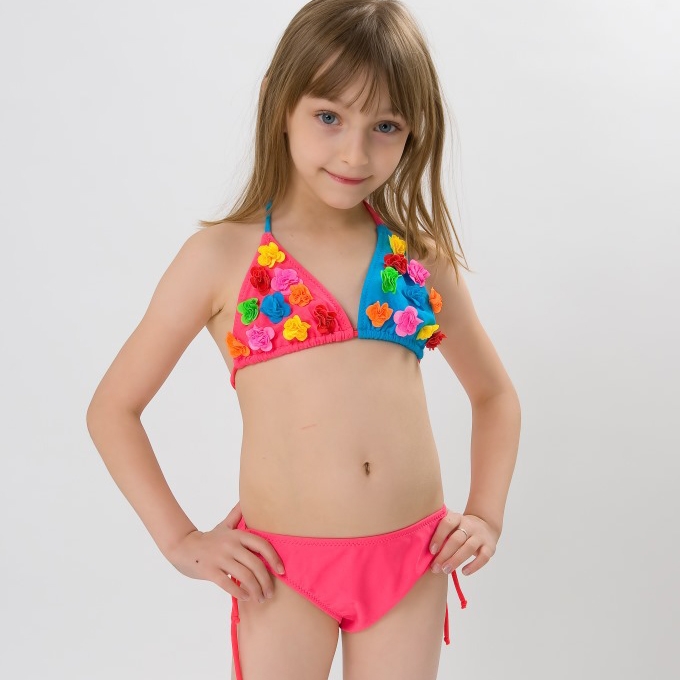 small floral little girl swimwear bikini  teen girl swimwear