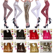 cheap Europe America high rise women's leggings PU leather pants