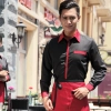 restaurants coffee bar waiter waitress uniform shirt + apron Color men black