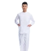 2023 right side opening male dentist long sleeve uniform jacket suit Color white(long coat + pant)