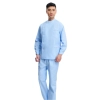 2023 right side opening male dentist long sleeve uniform jacket suit Color blue(long coat + pant)