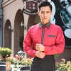  long sleeve hotel restaurant waiter waitress shirt,uniform work wear Color men red