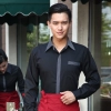  long sleeve hotel restaurant waiter waitress shirt,uniform work wear Color men black