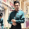  long sleeve hotel restaurant waiter waitress shirt,uniform work wear Color men blackish grenn