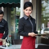 long sleeve hotel restaurant waiter waitress shirt,uniform work wear Color women black