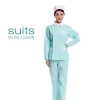 fashion design long sleeve nurse blouse + pant uniform Color light blue suits