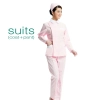 fashion design long sleeve nurse blouse + pant uniform Color pink suits