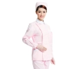 fashion design long sleeve nurse blouse + pant uniform Color pink coat
