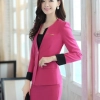 casual one button roll hem collarless office Lady OL women's skirts suits