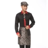 upgrade satin like fabric waiter uniform shirts apron