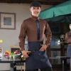 upgraded long sleeve coffee shop cafe waiter waitress coverall uniform shirts Color men coffee