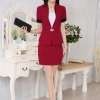 summer fashion half sleeve women business pant suis Color wine skirt suits