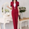 summer fashion half sleeve women business pant suis Color wine pant suits