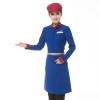 long sleeve Asian design hotel bar waiter waitress uniform Color women blue
