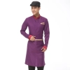 long sleeve Asian design hotel bar waiter waitress uniform Color men purple
