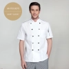 fashion Europe America design short/ long sleeve stand collar men cook coat chef uniform Color white(hem) short sleeve